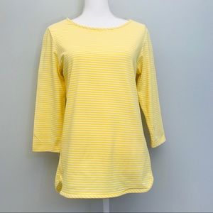 Ruby Rd. Yellow/White Stripe 3/4 Sleeve Shirt SZ S